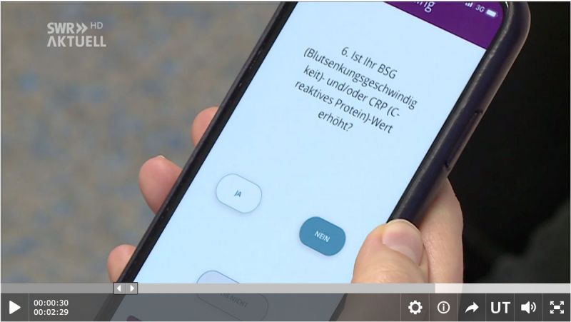 SWR Aktuell berichtete Anfang Januar über die kostenlose Rheuma-Diagnostik-App